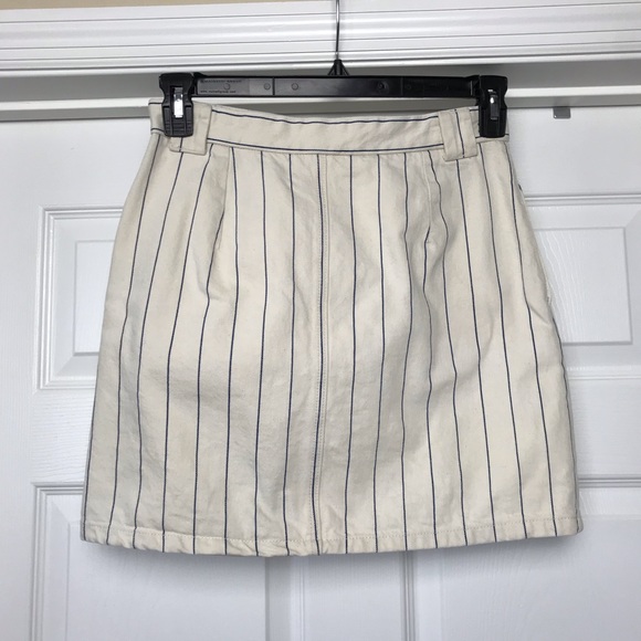 Topshop | Cream and Blue Stripe Denim Skirt - Picture 2 of 7